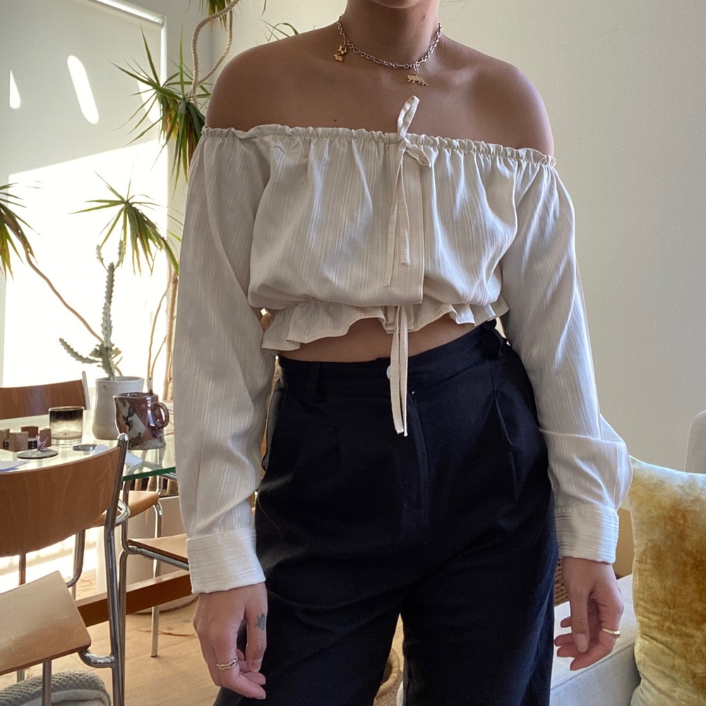 Reformation Vintage Off the Shoulder Crop Top